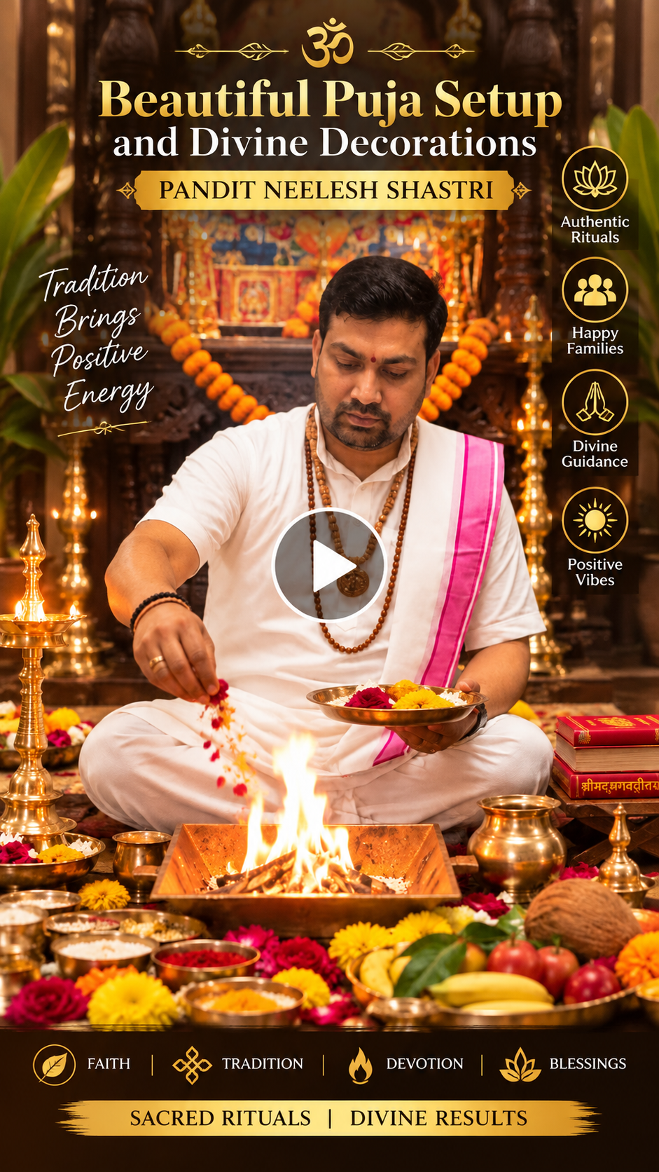 Beautiful Puja Setup and Divine Decorations | Pandit Neelesh Shastri